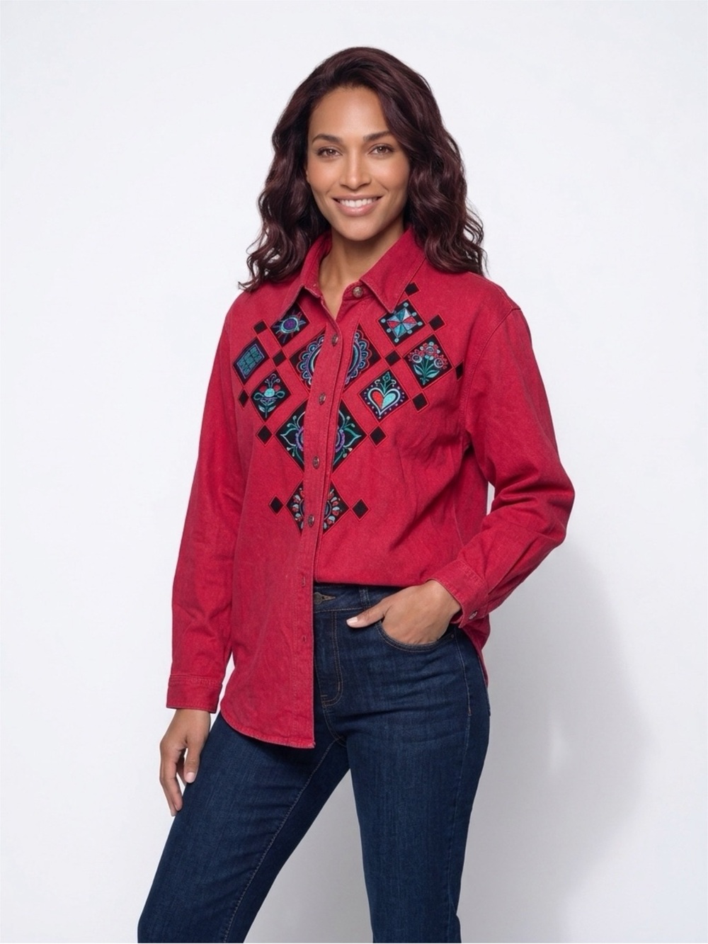 Red Embroidered Women's Jacket